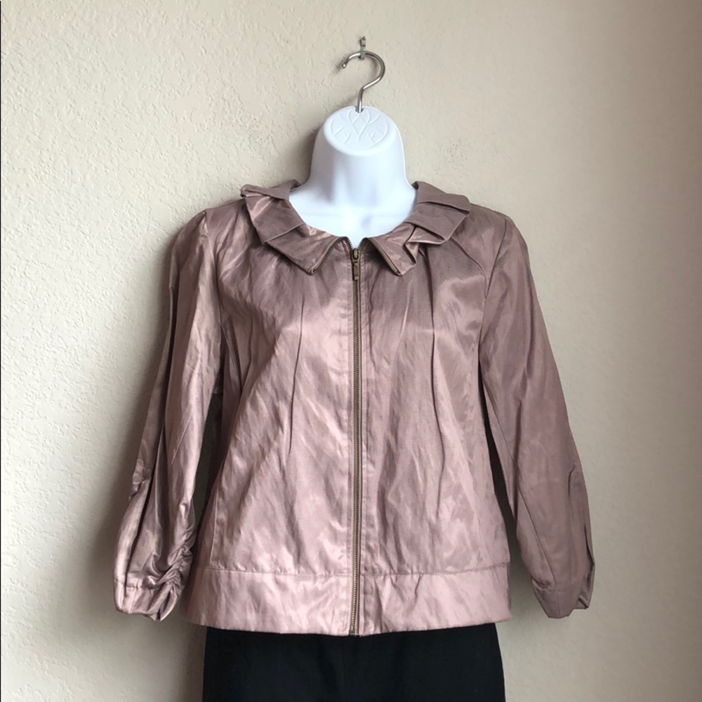 NWT Ruby Rd. Zip Up Jacket With Ruffled Collar
